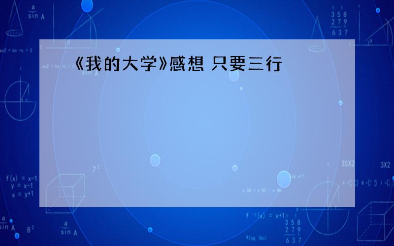 《我的大学》感想 只要三行