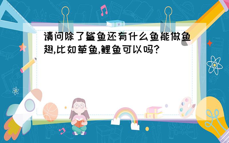 请问除了鲨鱼还有什么鱼能做鱼翅,比如草鱼,鲤鱼可以吗?