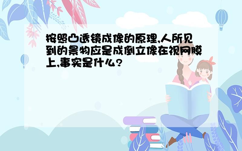 按照凸透镜成像的原理,人所见到的景物应是成倒立像在视网膜上,事实是什么?