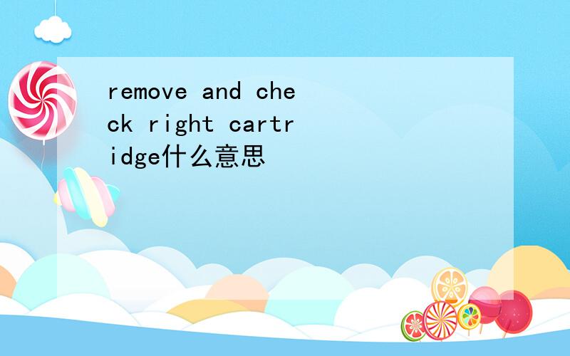 remove and check right cartridge什么意思