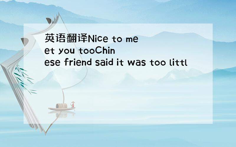 英语翻译Nice to meet you tooChinese friend said it was too littl