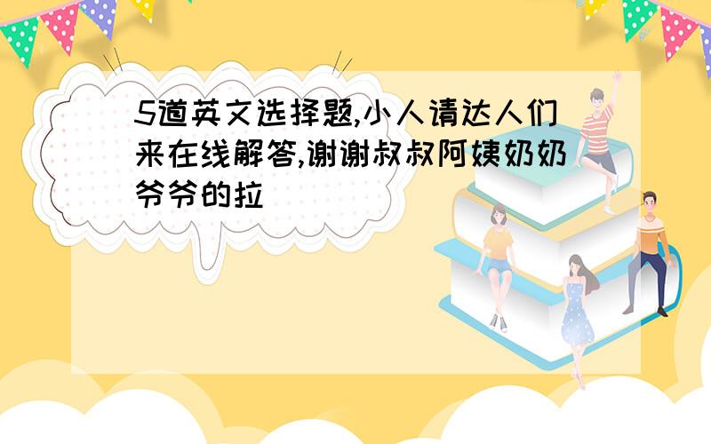 5道英文选择题,小人请达人们来在线解答,谢谢叔叔阿姨奶奶爷爷的拉