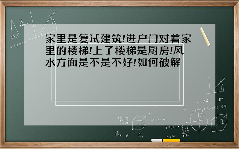 家里是复试建筑!进户门对着家里的楼梯!上了楼梯是厨房!风水方面是不是不好!如何破解