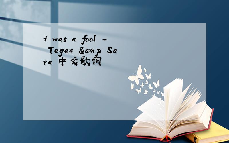 i was a fool - Tegan & Sara 中文歌词