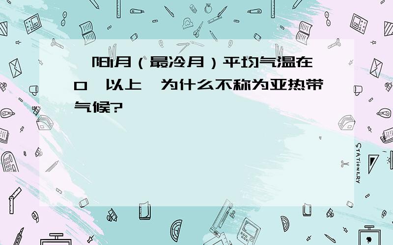 阜阳1月（最冷月）平均气温在0℃以上,为什么不称为亚热带气候?