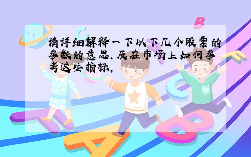 请详细解释一下以下几个股票的参数的意思,及在市场上如何参考这些指标,