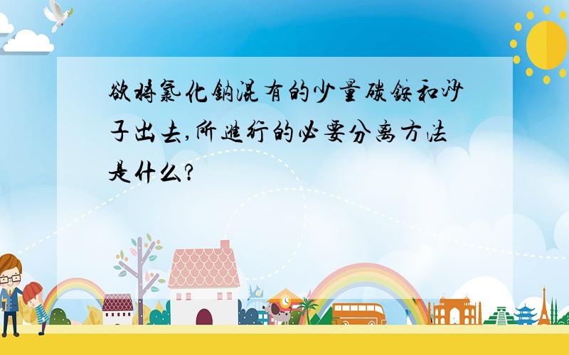 欲将氯化钠混有的少量碳铵和沙子出去,所进行的必要分离方法是什么?