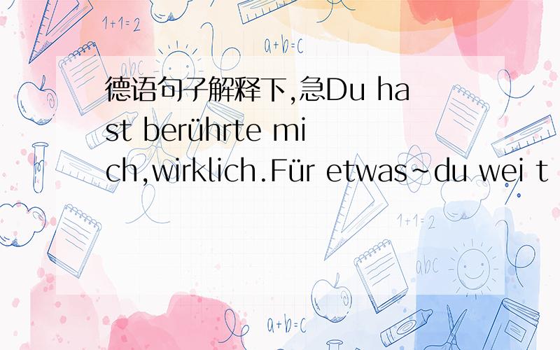 德语句子解释下,急Du hast berührte mich,wirklich.Für etwas~du wei t d