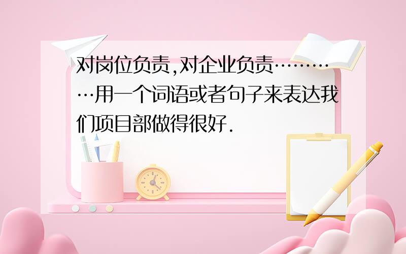 对岗位负责,对企业负责…………用一个词语或者句子来表达我们项目部做得很好.