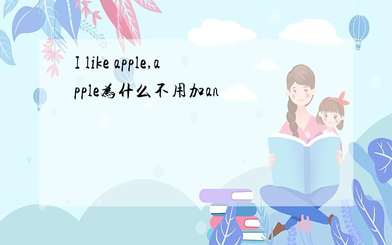 I like apple,apple为什么不用加an