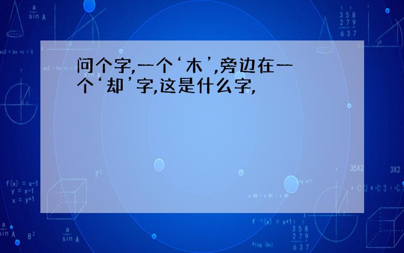 问个字,一个‘木’,旁边在一个‘却’字,这是什么字,