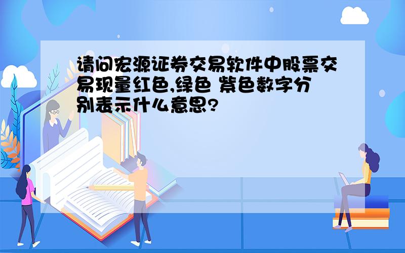 请问宏源证券交易软件中股票交易现量红色,绿色 紫色数字分别表示什么意思?