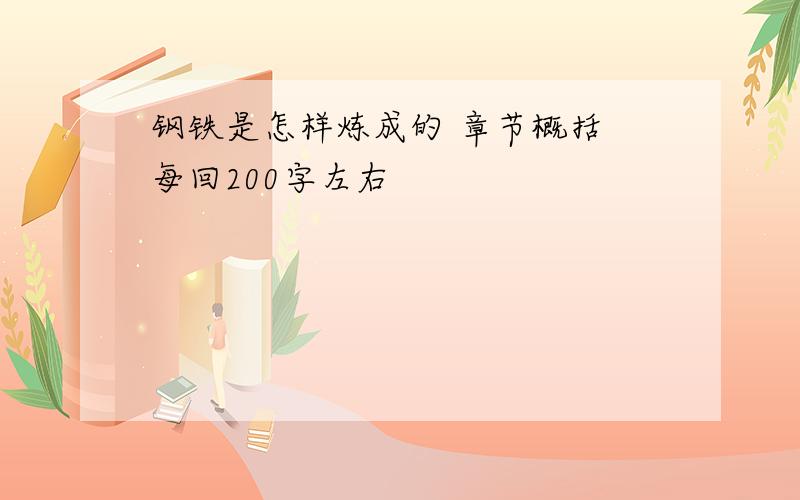 钢铁是怎样炼成的 章节概括 每回200字左右