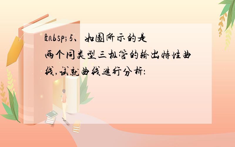  5、如图所示的是两个同类型三极管的输出特性曲线,试就曲线进行分析：