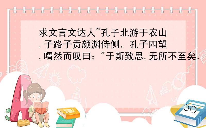 求文言文达人~孔子北游于农山,子路子贡颜渊侍侧．孔子四望,喟然而叹曰：