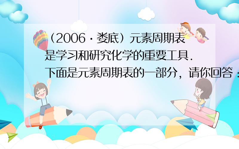 （2006•娄底）元素周期表是学习和研究化学的重要工具．下面是元素周期表的一部分，请你回答：