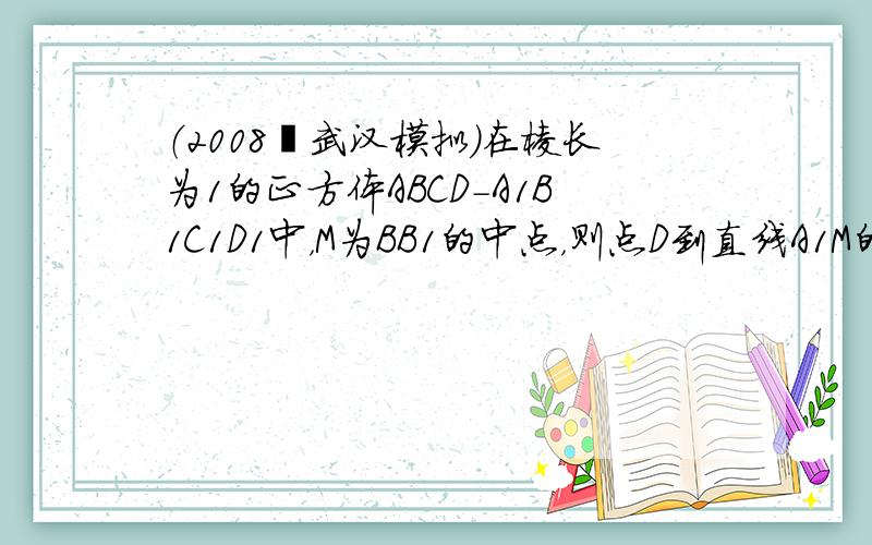 （2008•武汉模拟）在棱长为1的正方体ABCD-A1B1C1D1中，M为BB1的中点，则点D到直线A1M的距离为（