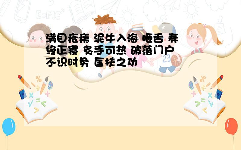 满目疮痍 泥牛入海 咂舌 寿终正寝 炙手可热 破落门户 不识时务 匡扶之功