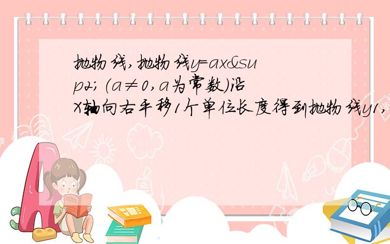 抛物线,抛物线y=ax²（a≠0,a为常数）沿X轴向右平移1个单位长度得到抛物线y1,y1与y轴的交点为A；若