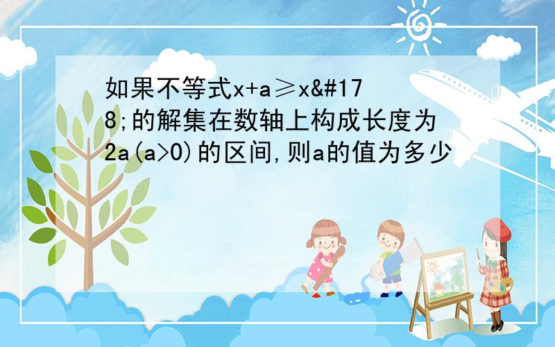 如果不等式x+a≥x²的解集在数轴上构成长度为2a(a>0)的区间,则a的值为多少