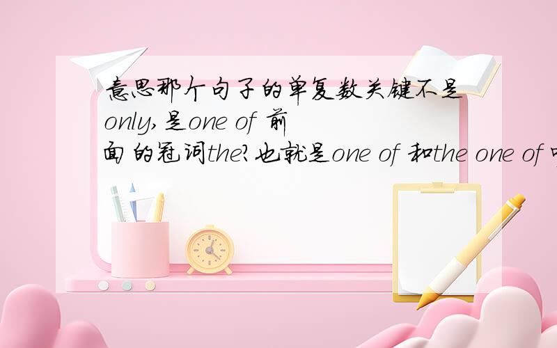 意思那个句子的单复数关键不是only,是one of 前面的冠词the?也就是one of 和the one of 呢区