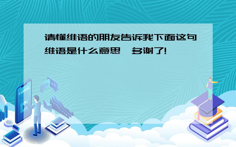 请懂维语的朋友告诉我下面这句维语是什么意思,多谢了!