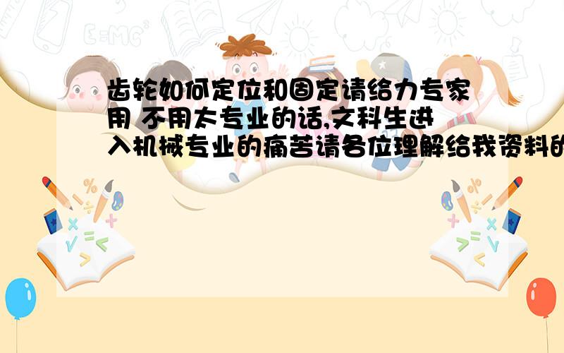 齿轮如何定位和固定请给力专家用 不用太专业的话,文科生进入机械专业的痛苦请各位理解给我资料的地址链接也行我知道很多结构,