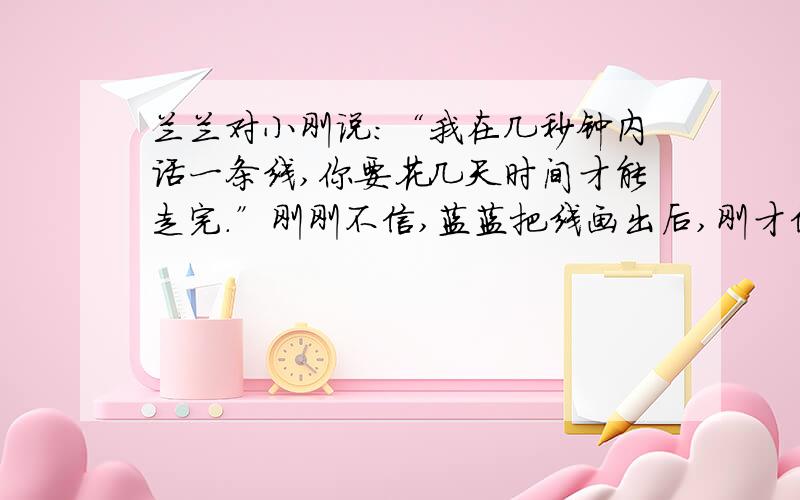 兰兰对小刚说:“我在几秒钟内话一条线,你要花几天时间才能走完.”刚刚不信,蓝蓝把线画出后,刚才信了