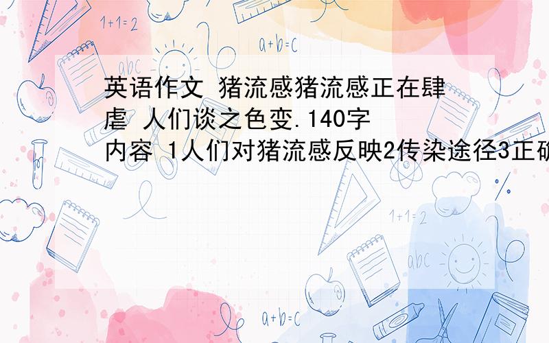 英语作文 猪流感猪流感正在肆虐 人们谈之色变.140字 内容 1人们对猪流感反映2传染途径3正确的措施态度.可增加细节.