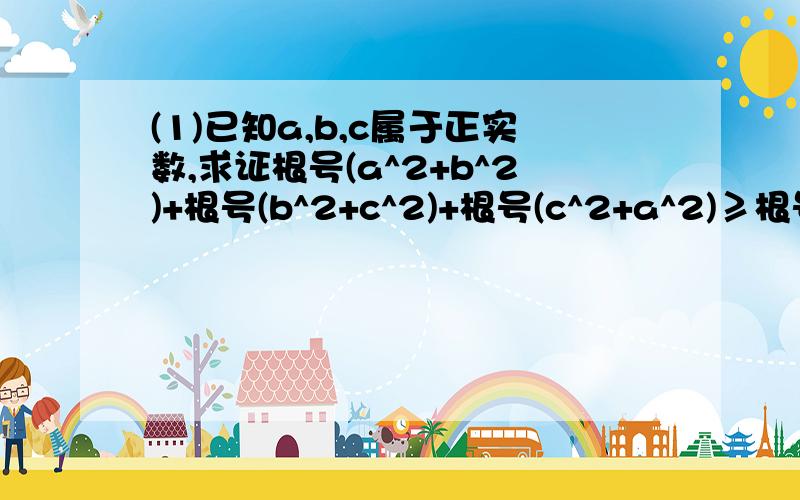 (1)已知a,b,c属于正实数,求证根号(a^2+b^2)+根号(b^2+c^2)+根号(c^2+a^2)≥根号2·(a