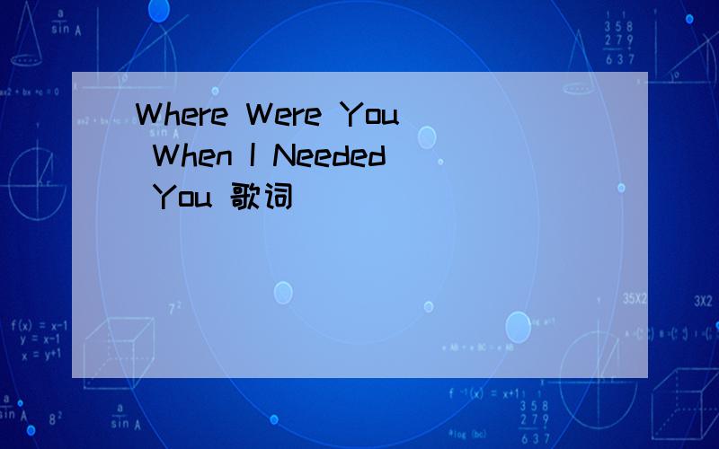 Where Were You When I Needed You 歌词