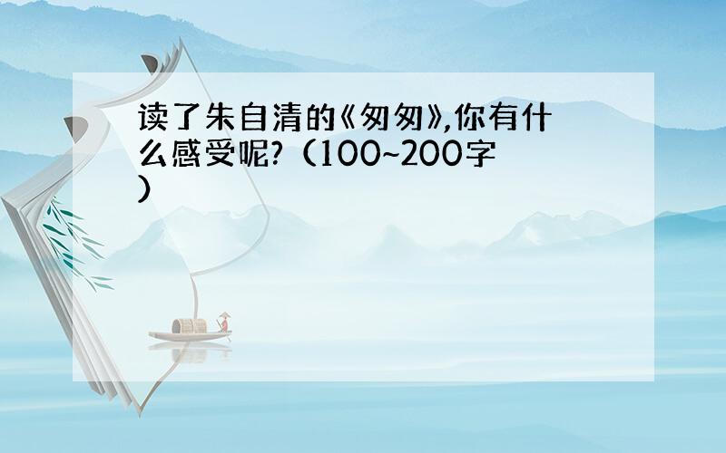 读了朱自清的《匆匆》,你有什么感受呢?（100~200字）