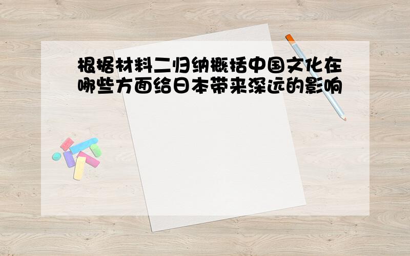 根据材料二归纳概括中国文化在哪些方面给日本带来深远的影响