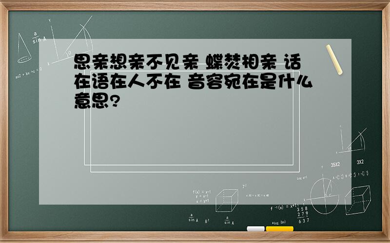 思亲想亲不见亲 蝶焚相亲 话在语在人不在 音容宛在是什么意思?