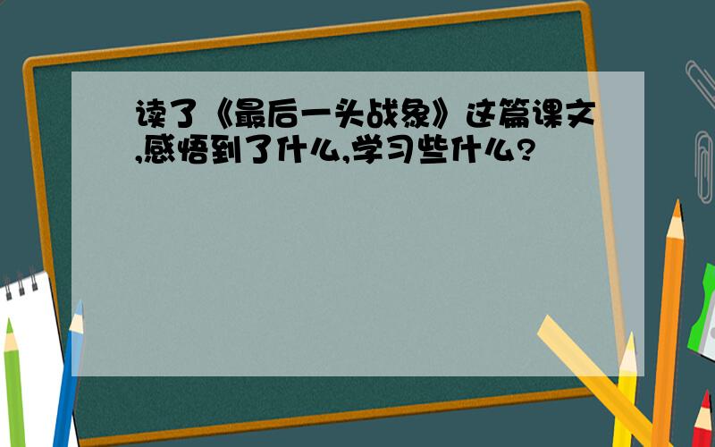 读了《最后一头战象》这篇课文,感悟到了什么,学习些什么?