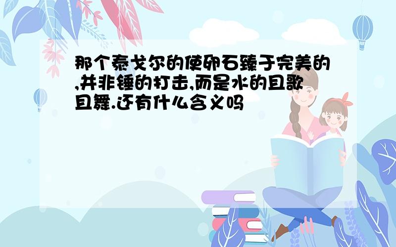 那个泰戈尔的使卵石臻于完美的,并非锤的打击,而是水的且歌且舞.还有什么含义吗