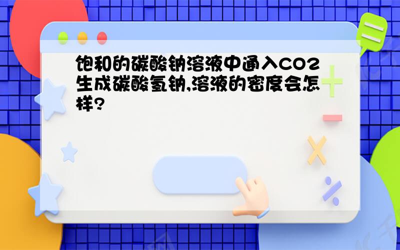 饱和的碳酸钠溶液中通入CO2生成碳酸氢钠,溶液的密度会怎样?