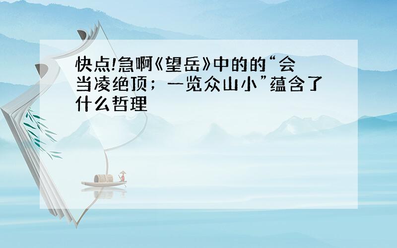 快点!急啊《望岳》中的的“会当凌绝顶；一览众山小”蕴含了什么哲理