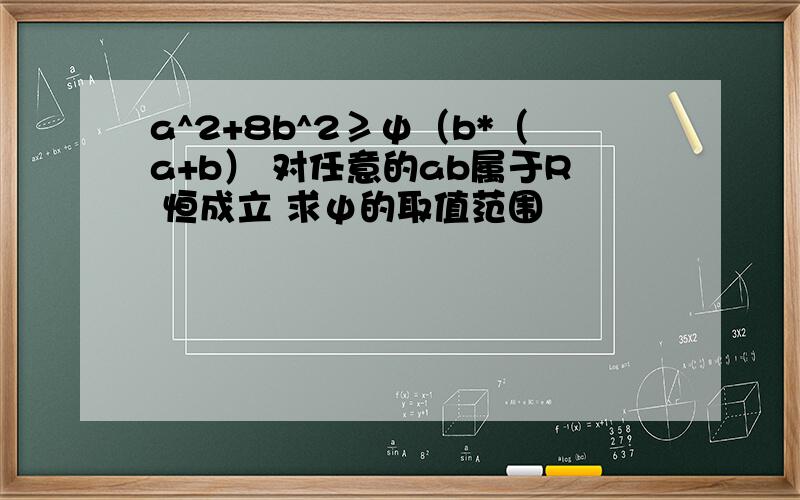 a^2+8b^2≥ψ（b*（a+b） 对任意的ab属于R 恒成立 求ψ的取值范围