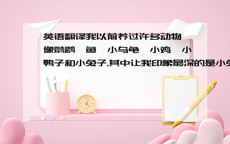 英语翻译我以前养过许多动物,像鹦鹉、鱼、小乌龟、小鸡、小鸭子和小兔子.其中让我印象最深的是小兔子灰点点.灰点点是我刚上小