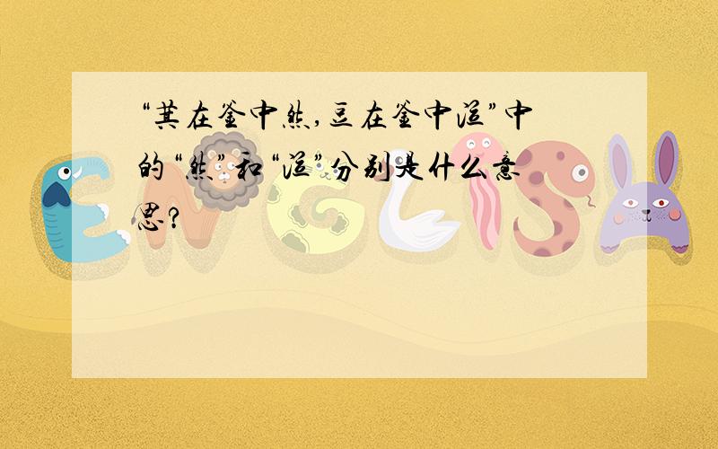 “萁在釜中然,豆在釜中泣”中的“然”和“泣”分别是什么意思?