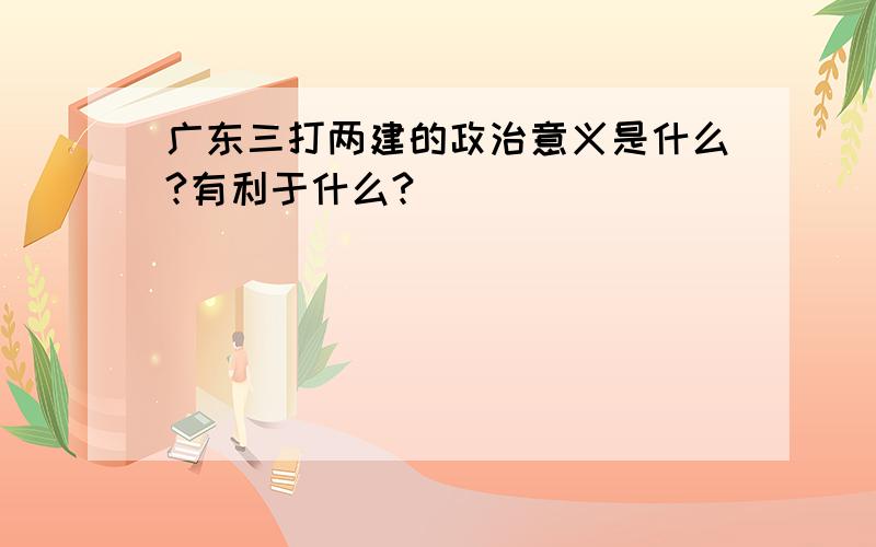 广东三打两建的政治意义是什么?有利于什么?