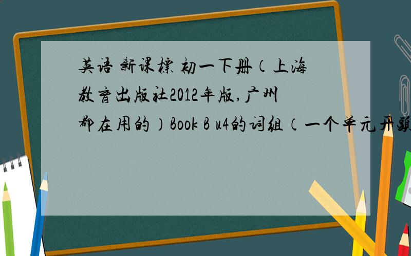 英语 新课标 初一下册（上海教育出版社2012年版,广州都在用的）Book B u4的词组（一个单元开头那里