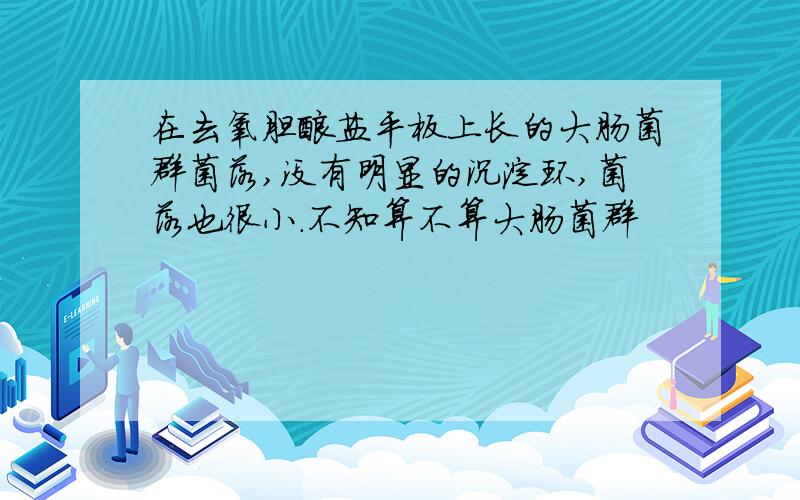 在去氧胆酸盐平板上长的大肠菌群菌落,没有明显的沉淀环,菌落也很小.不知算不算大肠菌群