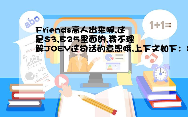 Friends高人出来啊,这是S3,E25里面的,我不理解JOEY这句话的意思哦,上下文如下：Scene:The bea