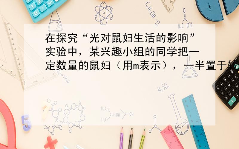 在探究“光对鼠妇生活的影响”实验中，某兴趣小组的同学把一定数量的鼠妇（用m表示），一半置于较暗，另一半置于较亮的环境中．