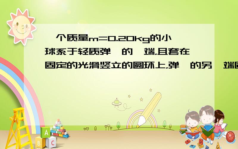 一个质量m=0.20kg的小球系于轻质弹簧的一端，且套在固定的光滑竖立的圆环上，弹簧的另一端固定于环的最高点A，环的半径