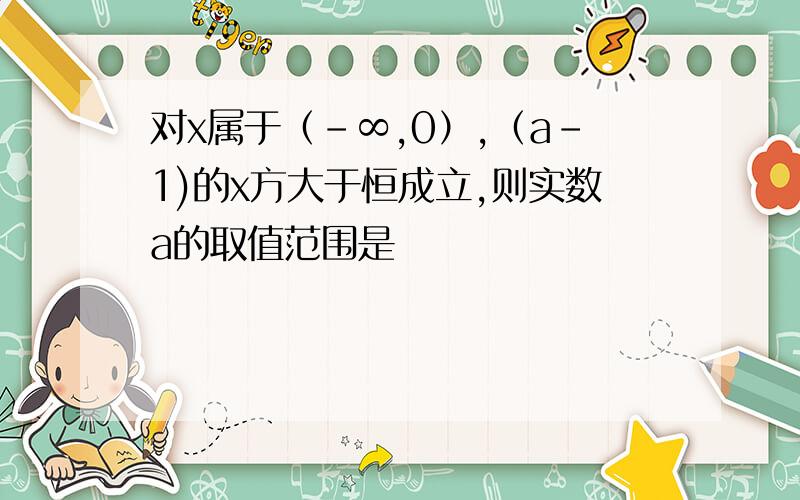 对x属于（-∞,0）,（a-1)的x方大于恒成立,则实数a的取值范围是