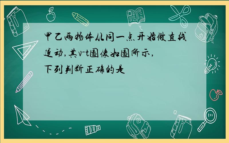 甲乙两物体从同一点开始做直线运动,其v-t图像如图所示,下列判断正确的是