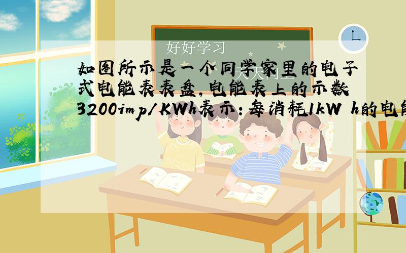 如图所示是一个同学家里的电子式电能表表盘，电能表上的示数3200imp/KWh表示：每消耗1kW•h的电能，电能表指示灯